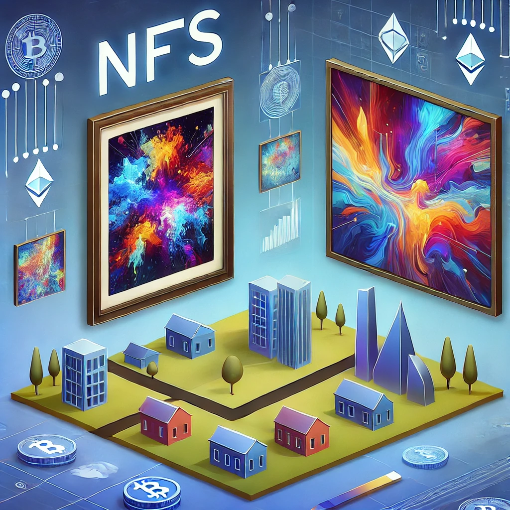 A-digital-illustration-depicting-the-concept-of-NFTs-showing-a-blend-of-digital-art-and-virtual-real-estate.