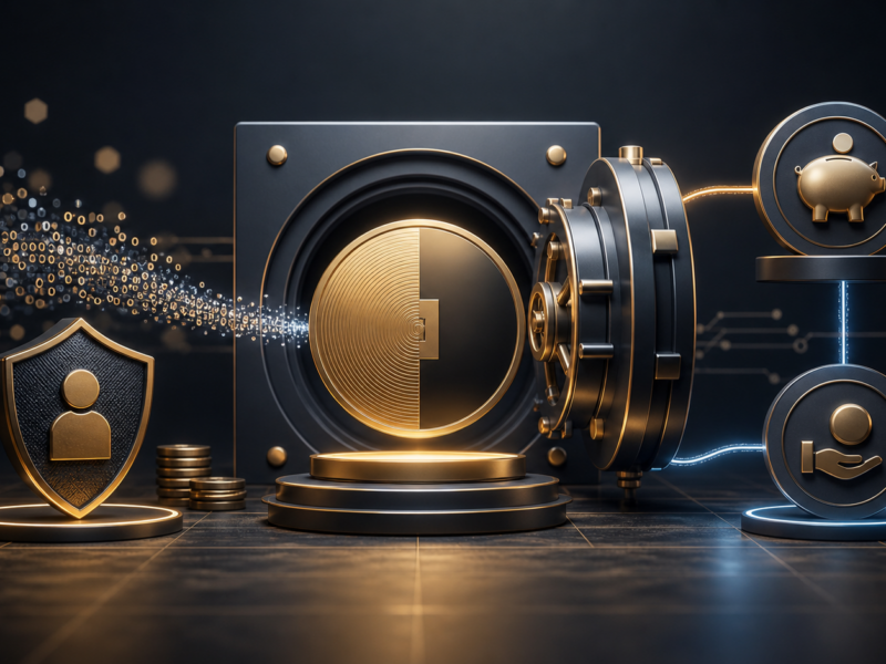 Abstract privacy finance image for comparing Zcash earn and staking alternatives.