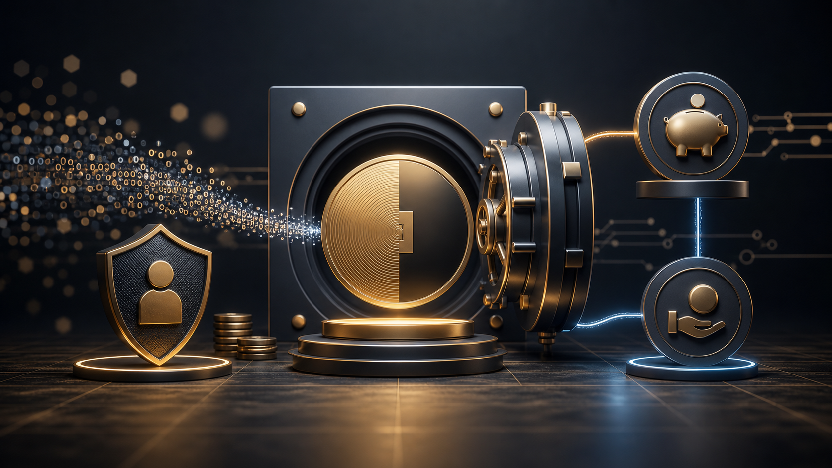Abstract privacy finance image for comparing Zcash earn and staking alternatives.